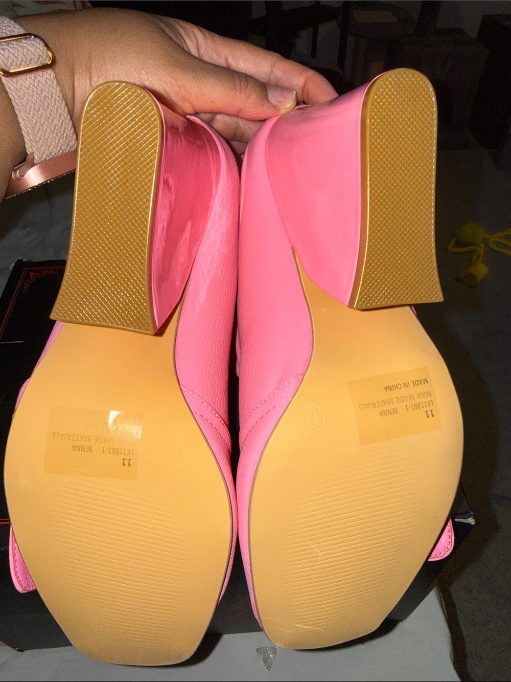 Women's Pink Over-the-Knee Fold-Over Peep-Toe Boots - Picture 4 of 5